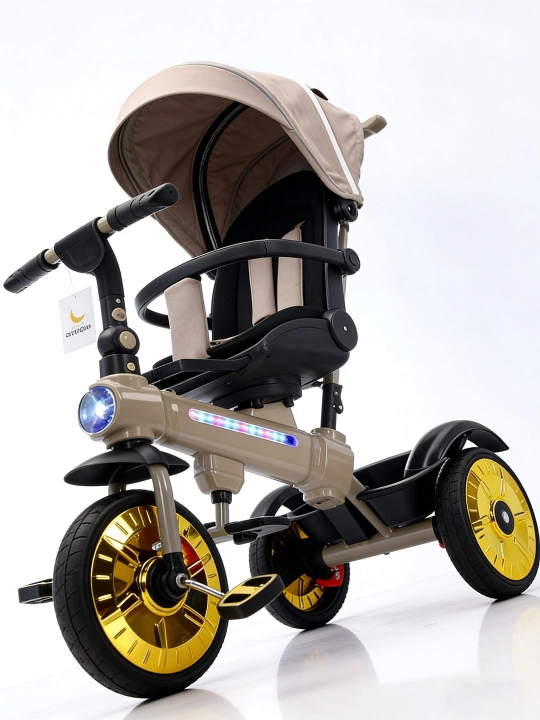 Bolalar aravachasi uch g‘ildirakli velosiped, 2 tasi 1 da, SL922, 360° buriluvchi o‘rindiq