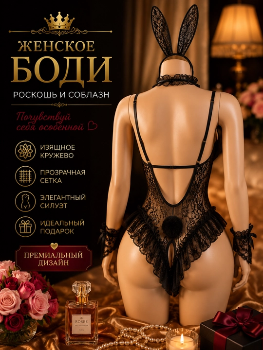 Пеньюар для женщин, костюм боди заяц, нижнее бельё, кружевные