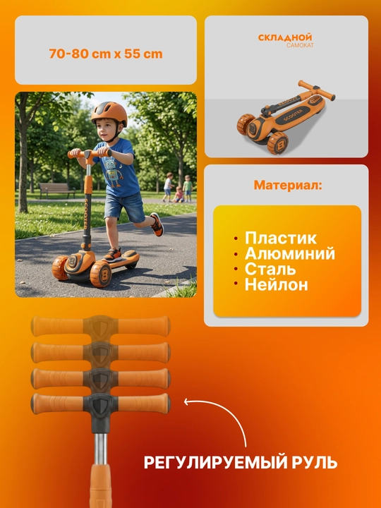Самокат для детей Самокат для девочек Самокат. Подарочный самокат с подсветкой колес