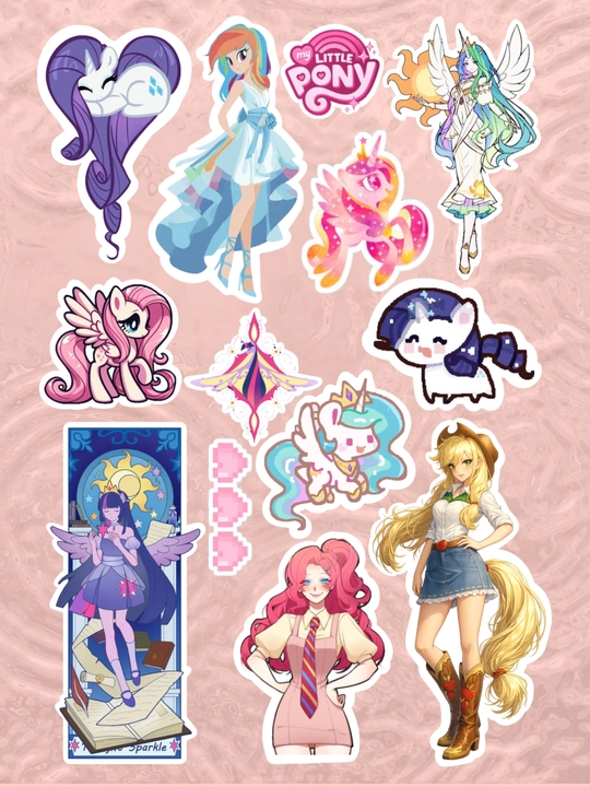 Stikerlar, nakleykalar, My Little Pony, telefon, noutbuk va planshet uchun, 13 ta stiker - 