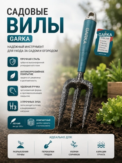 Грабли, садовый ручной инструмент, вилы садовые, Garka - 