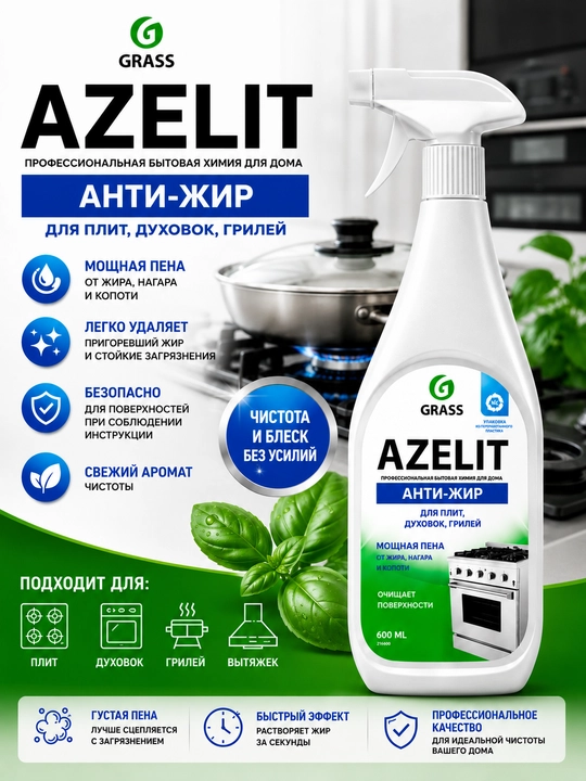 Azelit Grass Anti-yog‘ yog‘sizlantirish vositasi 600 ml - 