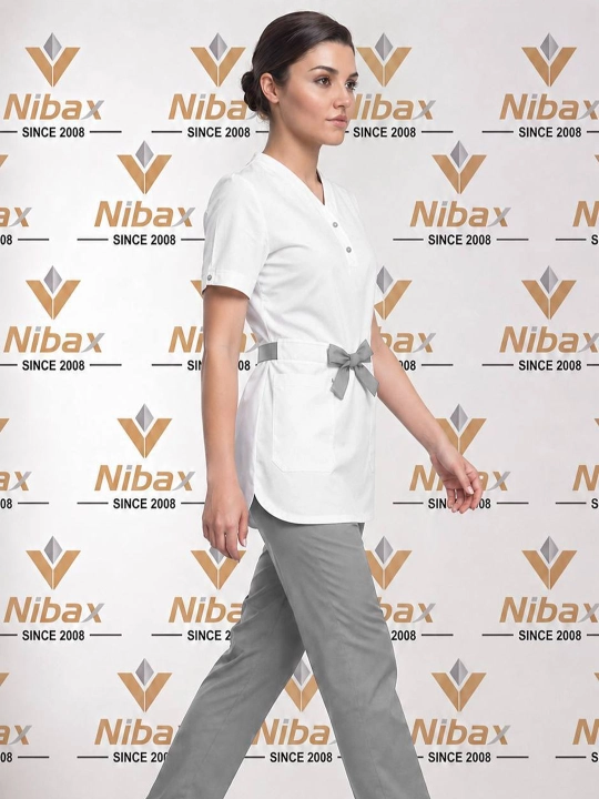 Nibax ""LISA" ayollar tibbiy kostyumi, bantli dizayn, qisqa yeng