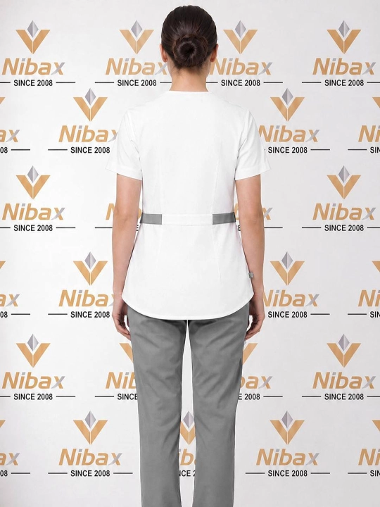 Nibax ""LISA" ayollar tibbiy kostyumi, bantli dizayn, qisqa yeng