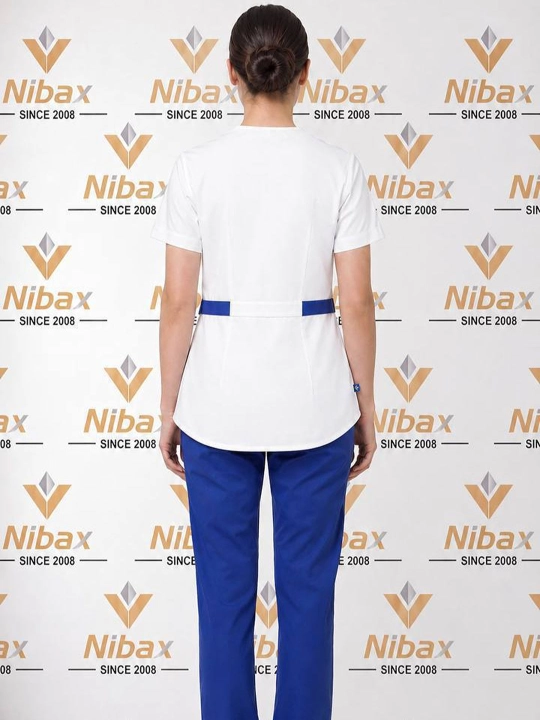 Nibax ""LISA" ayollar tibbiy kostyumi, bantli dizayn, qisqa yeng