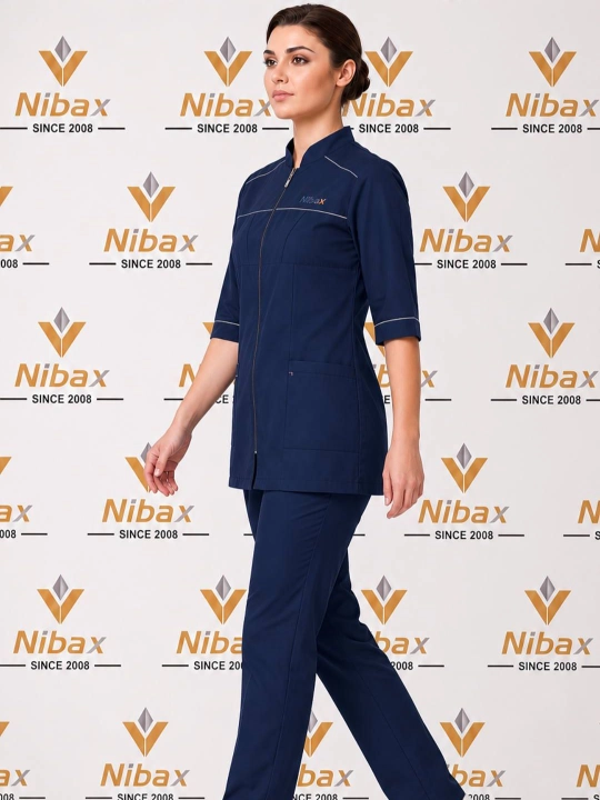 Nibax "KLAR" ayollar tibbiy formasi fermuarli — shimli tibbiy kostyum, shifokor