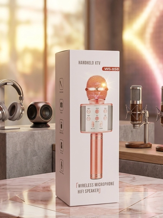 Simsiz karaoke mikrofoni, Bluetooth, Hi-Fi karnay, USB, TF karta, AUX, ovoz effektlari - 