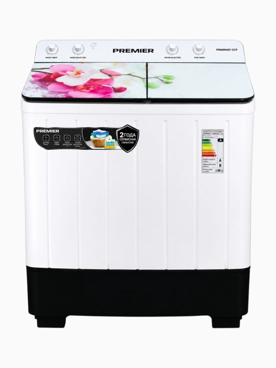 Yarim avtomat kir yuvish mashinasi Premier PRMWM07 CCP (CCP8) 7 kg oq ixcham va qulay - 