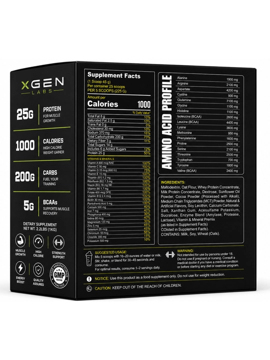 Geyner MUSCLE GAINER Mushak massasini oshirish uchun , 1-3-7 kg