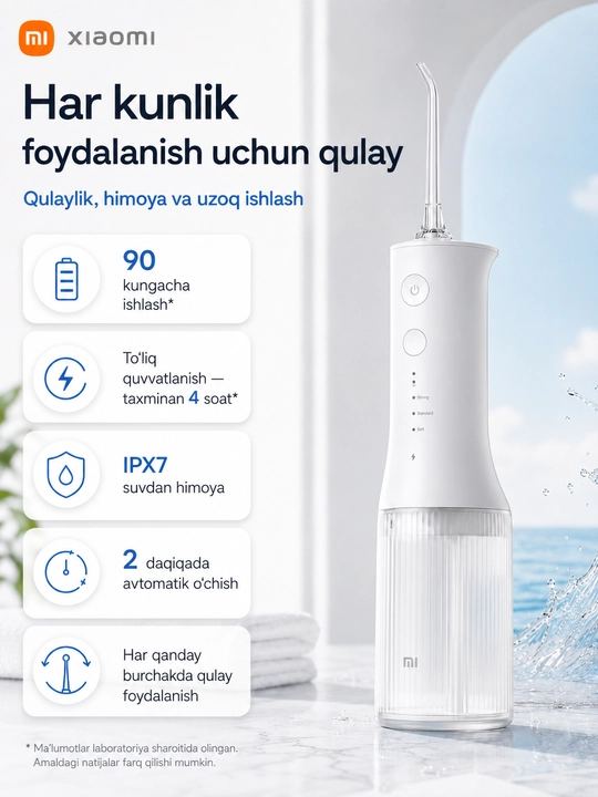 Ирригатор Xiaomi Flusher 2, для чистки зубов и брекетов, портативный, с насадками