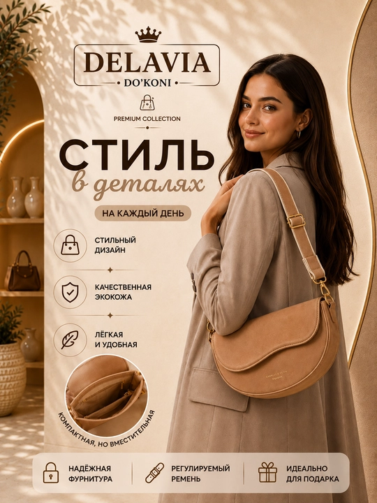 Ayollar sumkasi, yelkaga osiladigan zamonaviy kross-bodi, eko charm, kundalik uchun - 