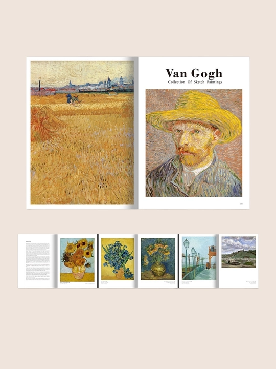 VAN GOGH rasmlari bilan dekorativ jurnal, interyer va dekor uchun nafis nashr