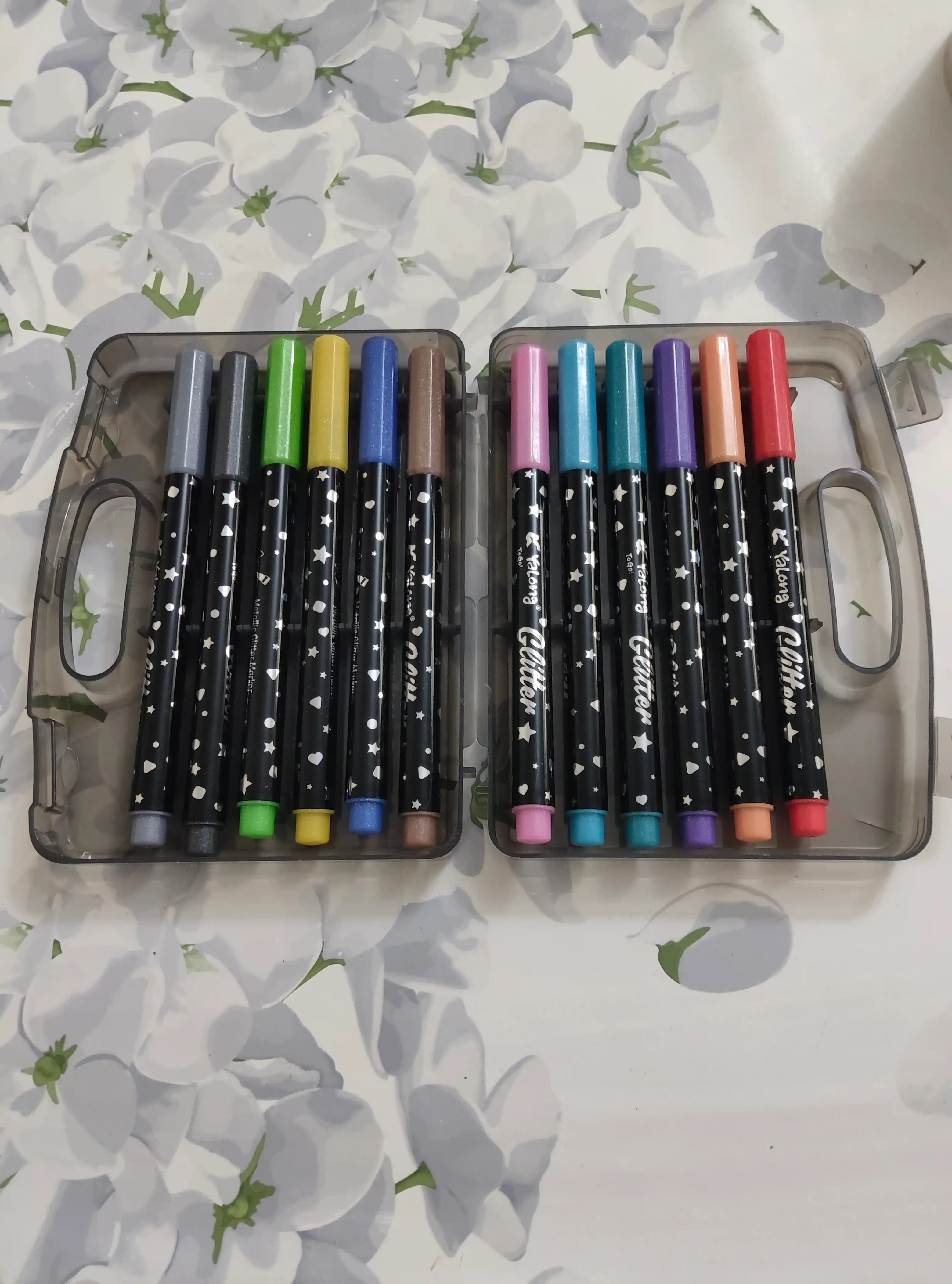 Glitter marker zarli flomasterlar, 12 ta rangli flomaster