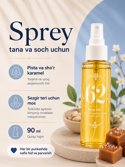Tana va sochlar uchun parfyumeriya spreyi, tana uchun namlantiruvchi mist, yumshoq sprey, 90 ml