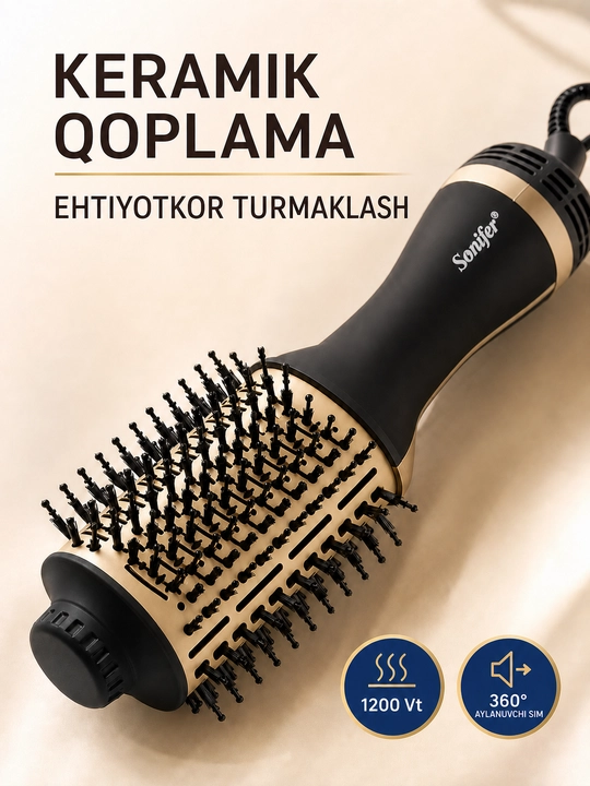 Sonifer soch turmagi uchun fen-cho‘tka, 1200 Vt, quritish, to‘g‘rilash va hajmli