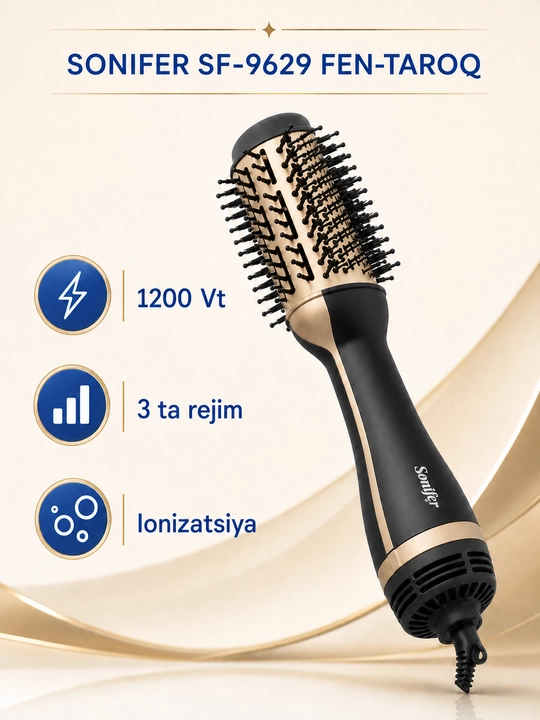 Sonifer soch turmagi uchun fen-cho‘tka, 1200 Vt, quritish, to‘g‘rilash va hajmli