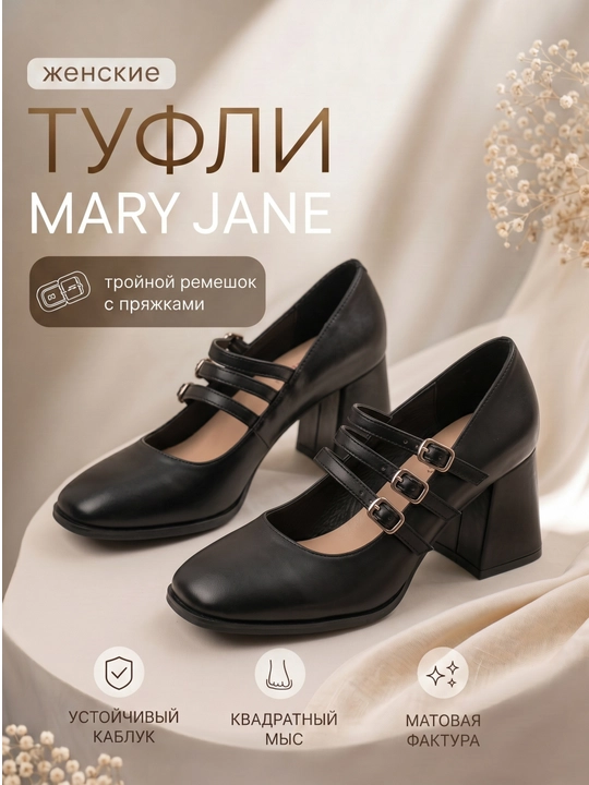 Ayollar uchun ikki tasmali Mary Jane tufli — oq - 