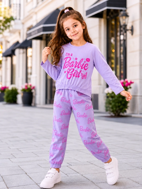 Костюм для девочек на осень,  двойка с принтом Barbie, детская одежда, 1–8 лет