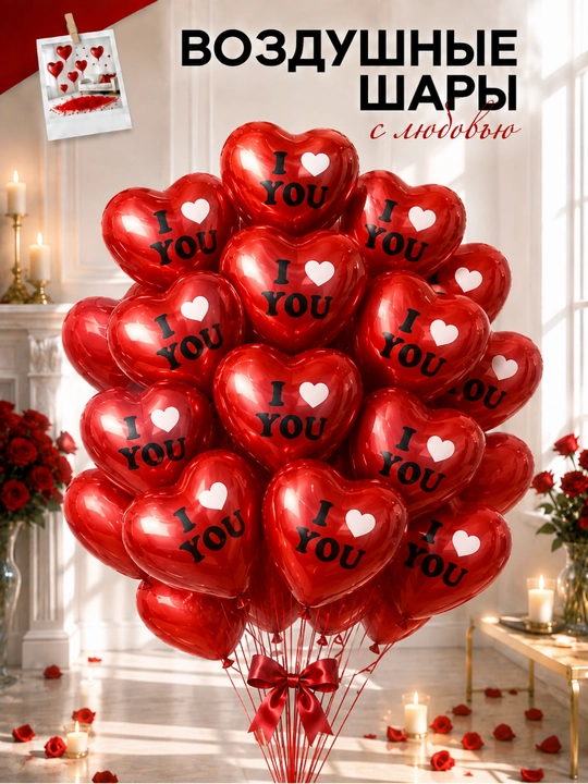 Yurak shaklidagi qizil sharlar “I Love You”, romantik bezak uchun - 