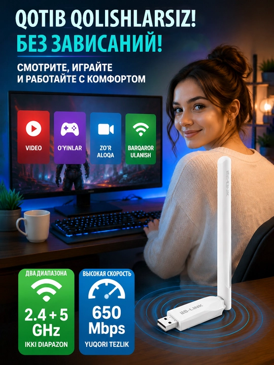 LB-LINK AC650 – 2x diapazonli adapter 650 Mbit/s - 