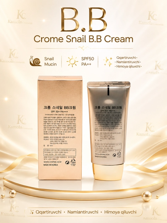 CROME SNAIL BB krem SPF50, Ko'p funksiyali oqartiruvchi tonal krem