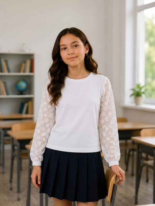 Школьный лонгслив для девочки Winkid, белый