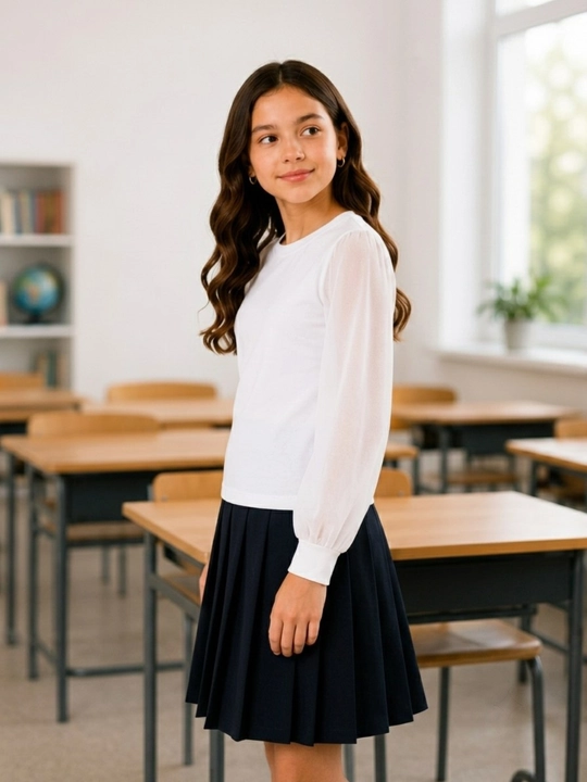 Школьный лонгслив для девочки Winkid, белый