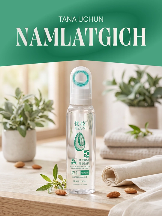 Namlantiruvchi va himoyalovchi tana spreyi UZON Almond, bodom ekstrakti bilan, 180 ml - 
