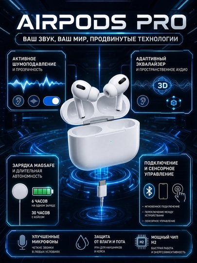 Беспроводные наушники A.pods Pro2, для iPhone и Android - 