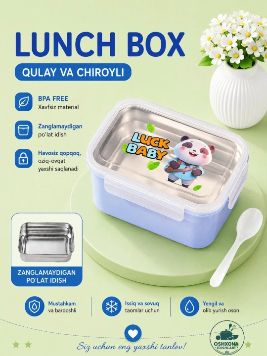 Tushlik qutisi, maktab taomlari uchun konteyner, ovqat tashish uchun konteyner, lunchbox - 