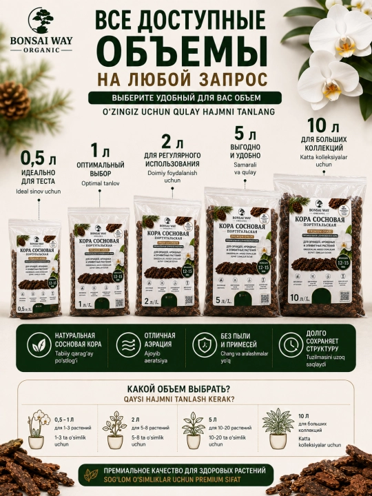 Кора сосновая португальская Premium Bonsai Way Organic