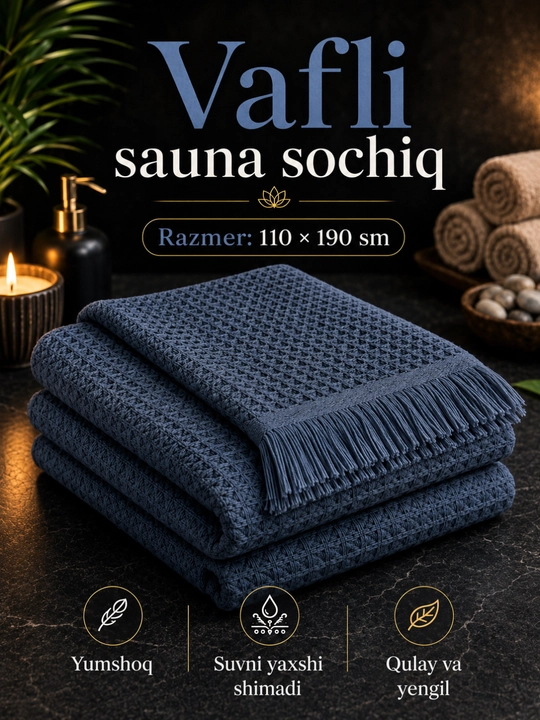 Легкое и хорошо впитывающее вафельное полотенце для сауны, 110×190 см