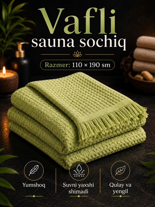 Легкое и хорошо впитывающее вафельное полотенце для сауны, 110×190 см