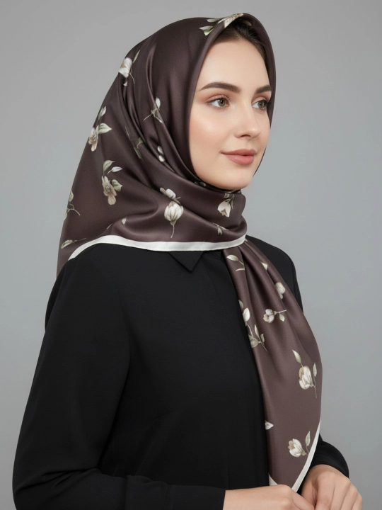 Ayollar ipak ro‘molchasi, hijob, sharf, 90 x 90 sm - 