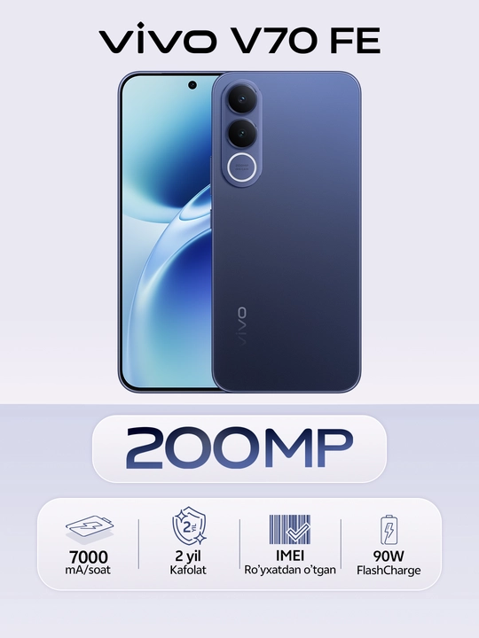 Mobil telefon Vivo V70 FE + Zeblaze Beyond 2 Smartwatch, 12/256 GB, 200 MP kamera, 7000mAh