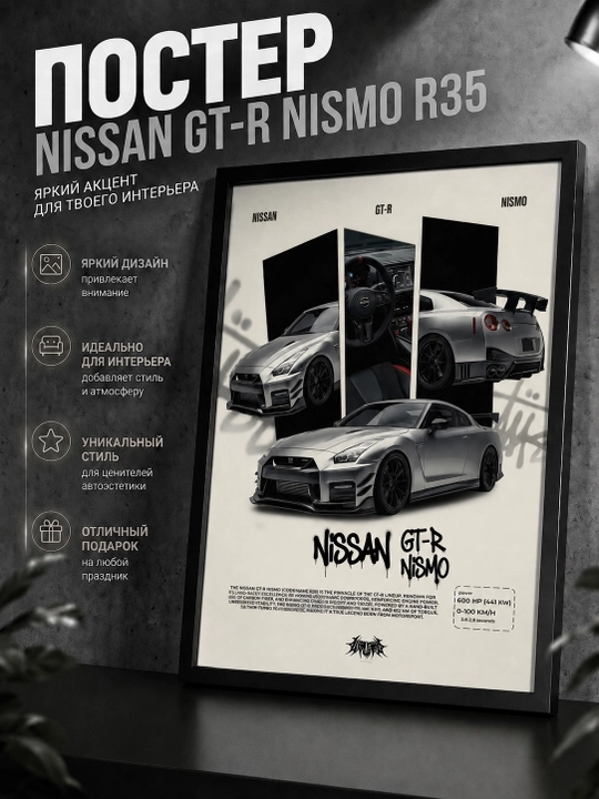 Постер Nissan GT-R Nismo R35 — стильный декор для настоящих ценителей японских спорткаров - 