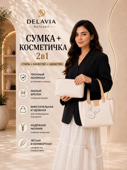 Сумка женская, 2 в 1 с кошельком, тоут, подарки для женщин