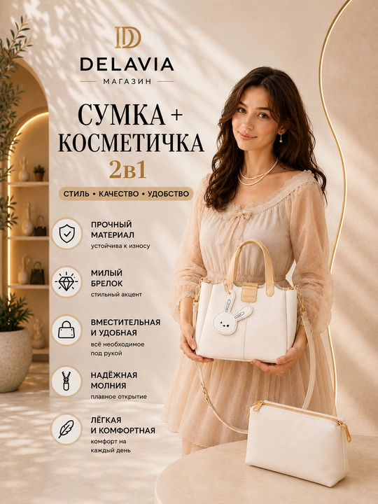 Сумка женская, 2 в 1 с кошельком, тоут, подарки для женщин