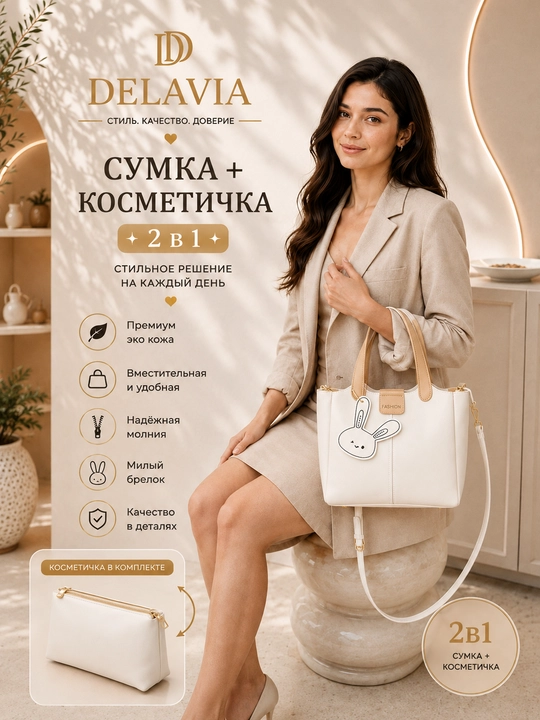 Сумка женская, 2 в 1 с кошельком, тоут, подарки для женщин
