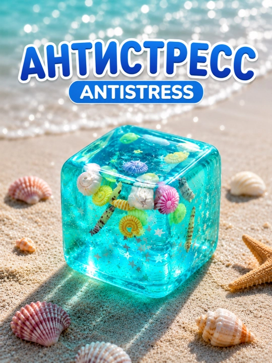 Antistress glitterli yumshoq kubik squishy oyinchoq, bolalar va kattalar uchun - 