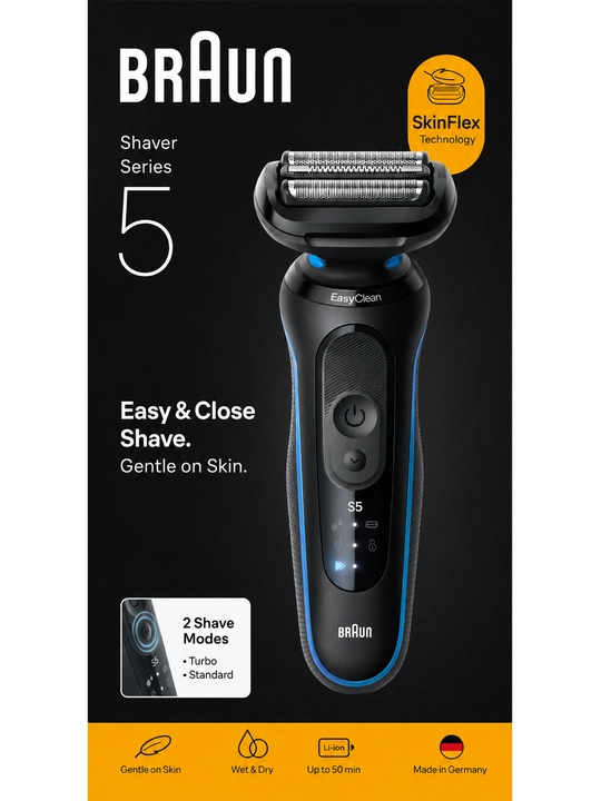 BRAUN 52-B1000s BLU электрическая бритва, тип 5762, сухое и влажное бритье