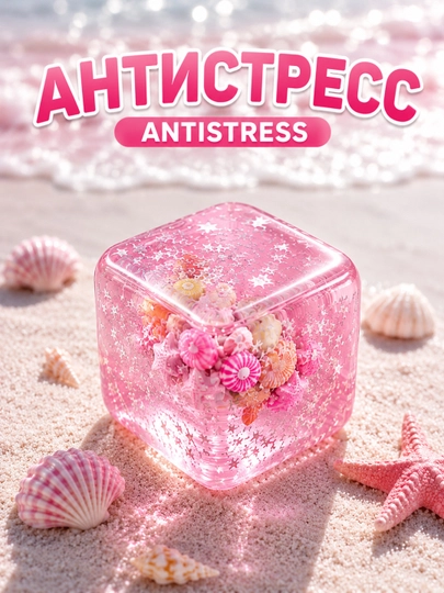 Antistress glitterli yumshoq kubik squishy oyinchoq, bolalar va kattalar uchun - 