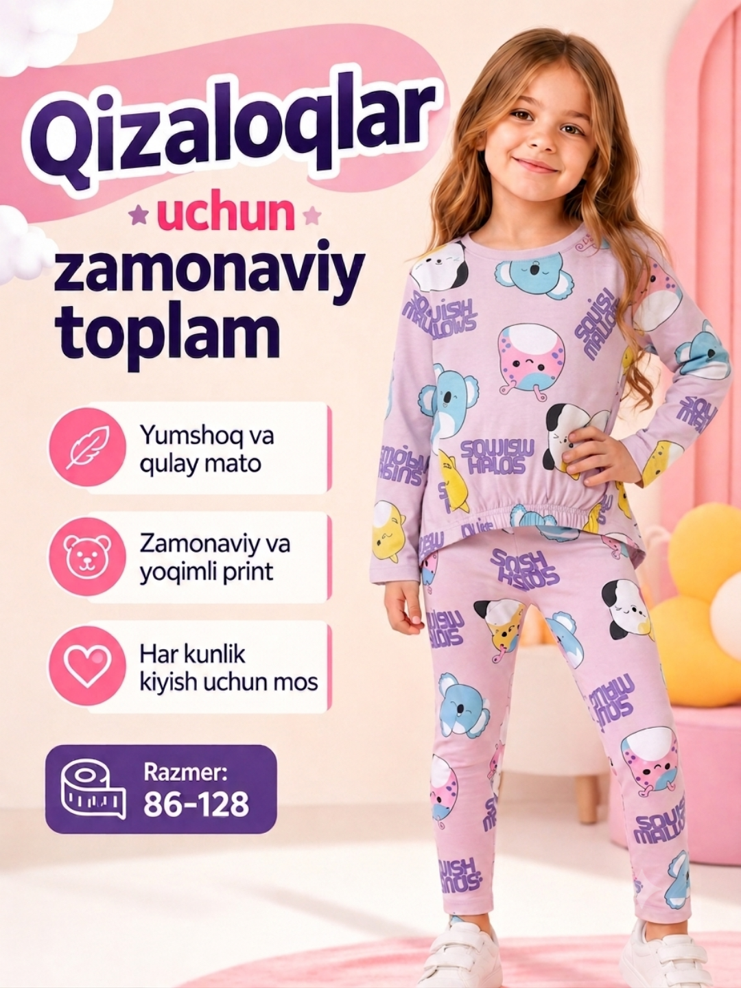 Qizlar uchun kuzgi kostyum, kundalik kiyim, sport dvoyka, bolalar kiyimi, 1–8 yosh - 
