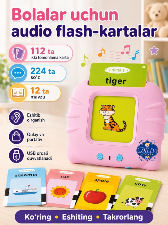 Детская развивающая игрушка, со звуком, интерактивные обучающие карточки Монтессори детей - 