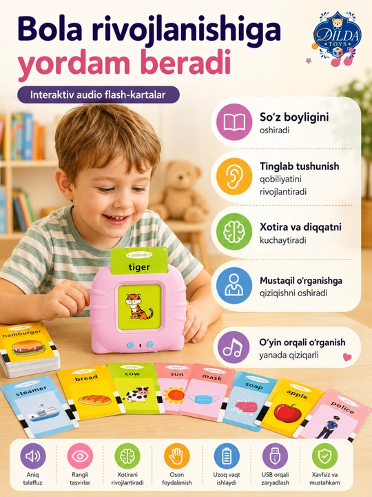 Детская развивающая игрушка, со звуком, интерактивные обучающие карточки Монтессори детей