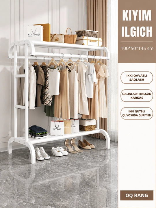 Oyoq kiyim uchun javon, ilgich va saqlash tokchasi, metall, 5 qavatli, 80×26×172 sm - 