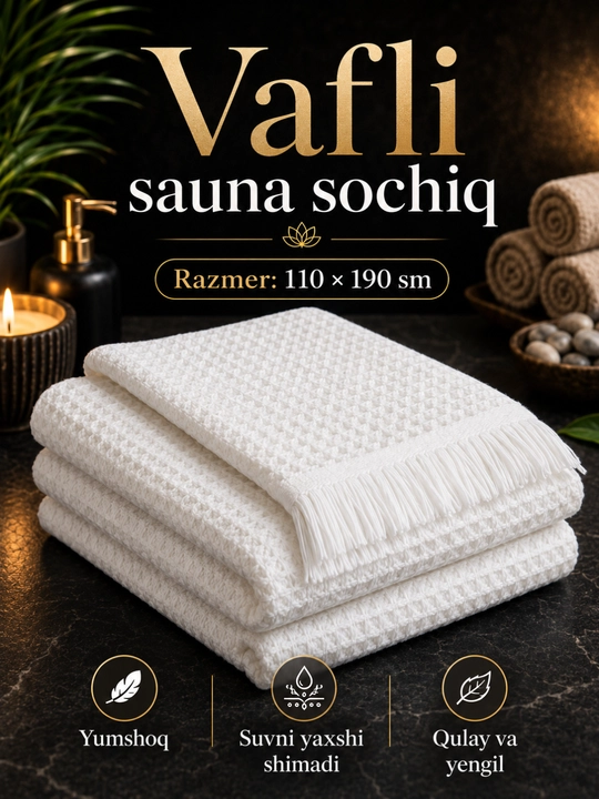Легкое и хорошо впитывающее вафельное полотенце для сауны, 110×190 см