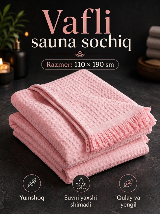 Легкое и хорошо впитывающее вафельное полотенце для сауны, 110×190 см