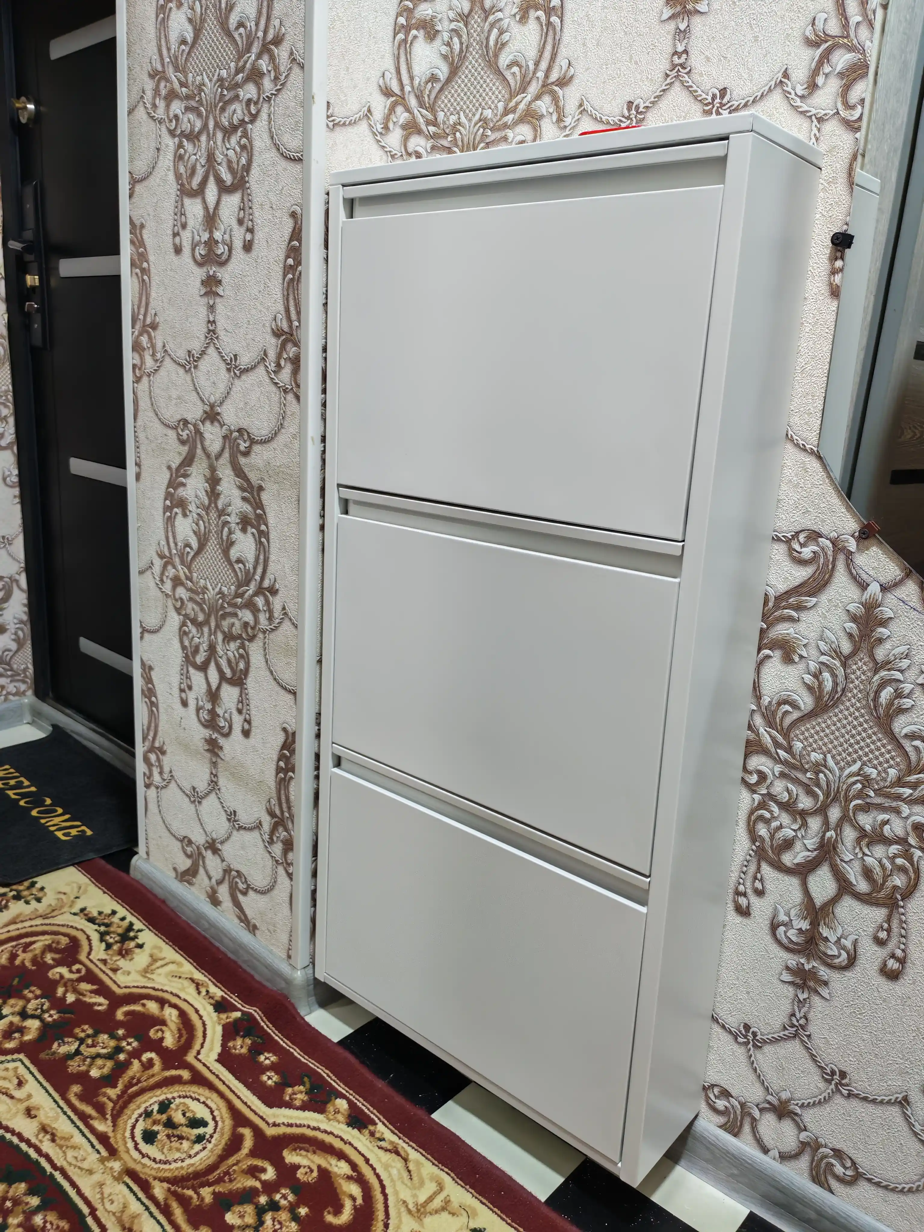 Тонкий металлический шкаф для обуви каидия, настенный, 3/4 полки
