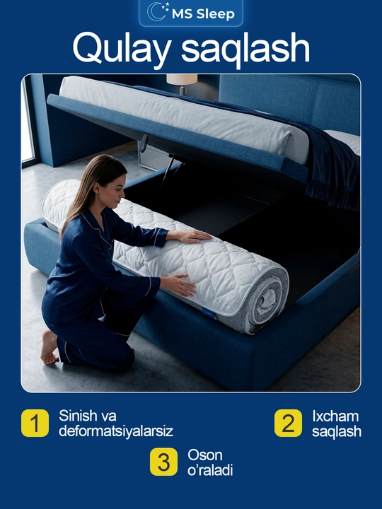Topper ortopedik, topper matras, balandligi 7 sm, Ms Orto Core Plus, qulay uyqu